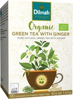 Ingefära, Grönt te, Dilmah Organic, 20 påsar